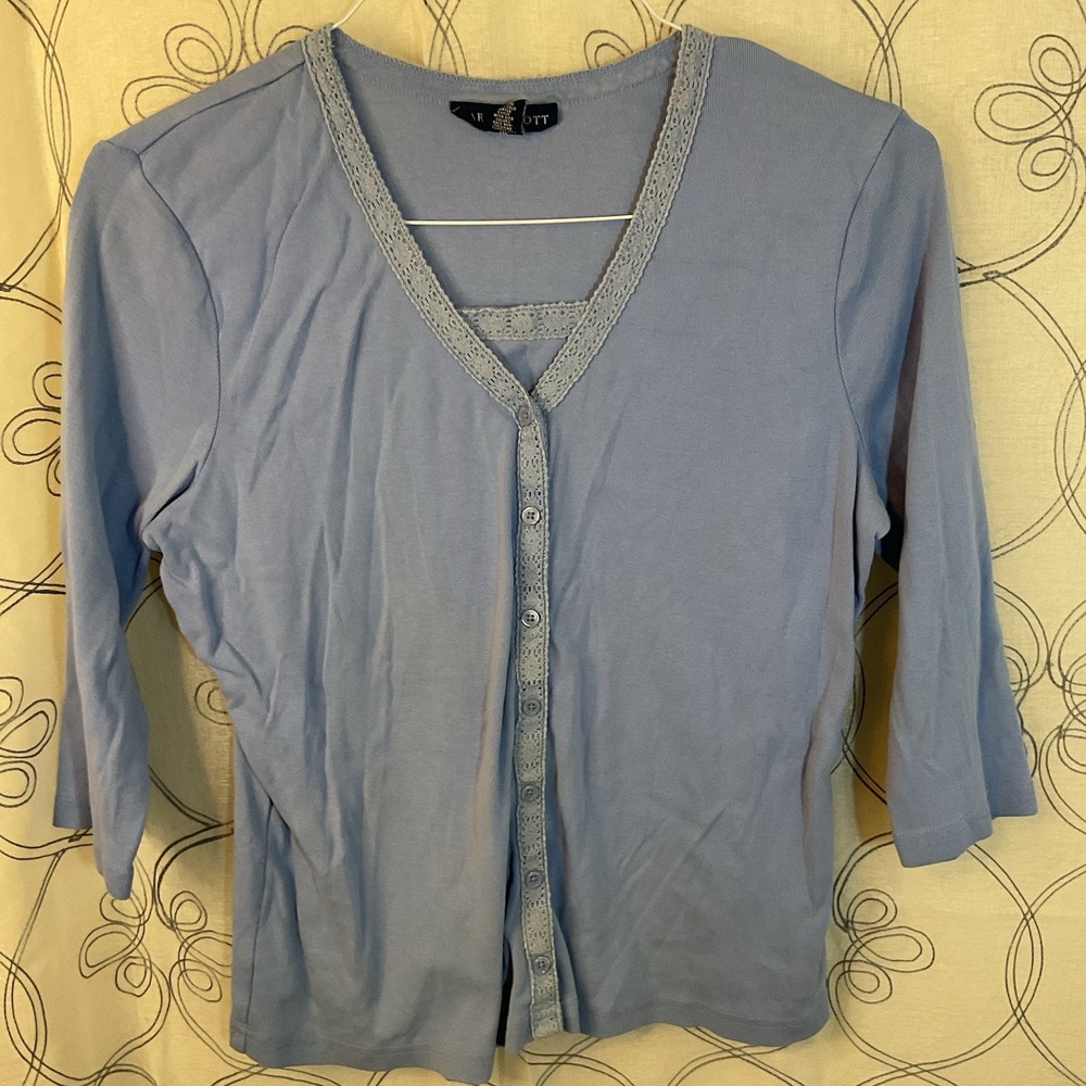 Women's Karen Scott 3/4 Sleeve Blue‎ Top Size Medium